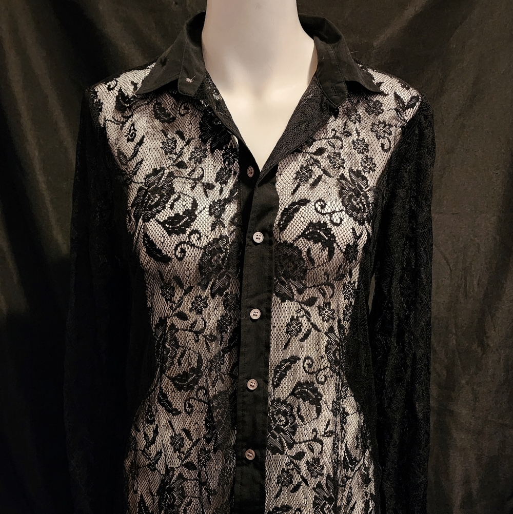 Chaus Gothic Black Lace Shirt
